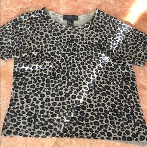 AUGUST SILK ANIMAL PRINT CHEETAH SHORT SLEEVE TOP